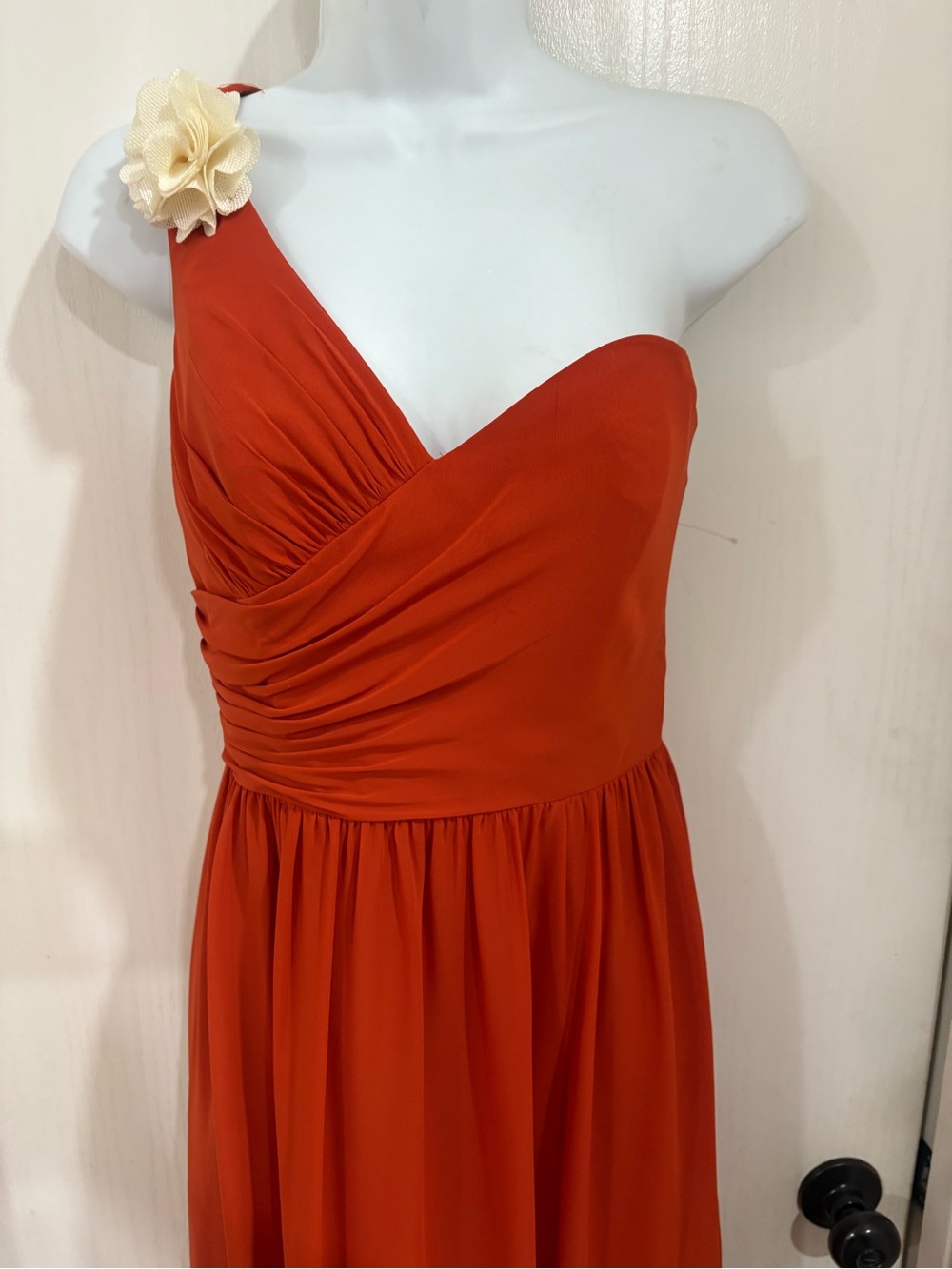One-Shoulder Rust Orange Evening summer/fall elegant Dress - Picture 6 of 9